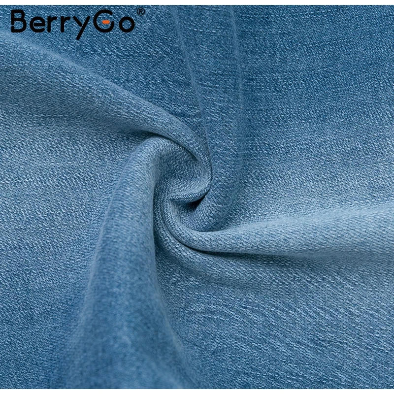 BerryGo, пуш-ап, женские джинсы размера плюс, средняя талия, с вышивкой, расклешенные, джинсовые штаны, пуговицы, карманы, раздельные, для офиса, женские брюки