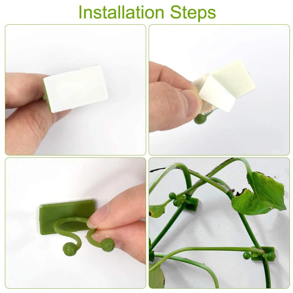 

100PCS Climbing Plant Clips Green Vine Wall Fixture Self-Adhesive Fastener Vine Support For Garden Wire Climbing Plants