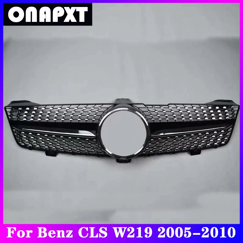 

Car For Mercedes-Benz CLS W219 Plastic Front Bumper Grill Mesh Racing Middle Grill Center Vertical Bar Diamond Style 2005-2010