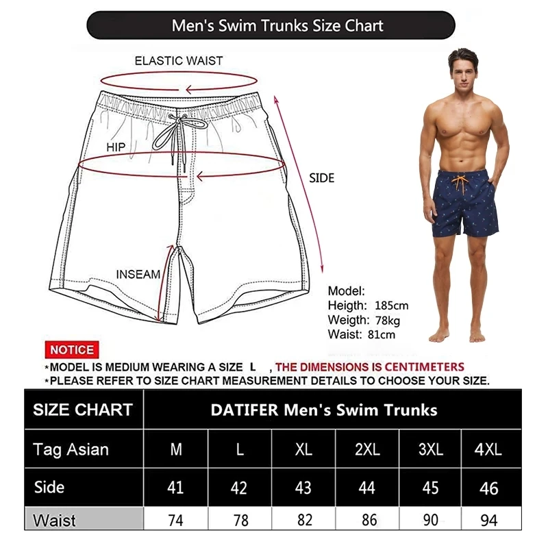 

Men's Beach Swimming Trunks Men Beach Swim Bathing Board Short Pants Male Summer Swimsuit Swimwear Shorts Quick Dry Husband 4XL