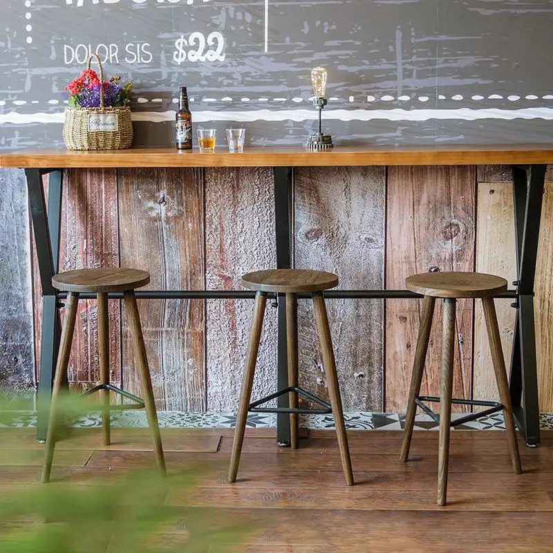 Все барный стул из массива дерева высокий на стойке простой современный детский