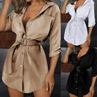 Женское платье с V-образным вырезом, модные однотонные платья, новое повседневное женское платье с длинным рукавом для женщин, Новинка лета 2021