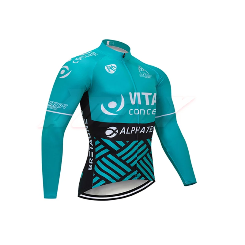 Breathable top Новая команда VITAL Велоспорт Джерси нагрудники брюки набор Ropa Ciclismo мужские зимние термо флис pro велосипедная куртка Майо Одежда Белый Черный - Цвет: Breathable top