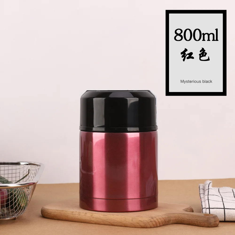 800ml Red Горячая Распродажа 800 мл/1000 мл термосы для супа из нержавеющей стали вакуумный Ланч-бокс портативный контейнер для еды - Цвет: 800ml Red
