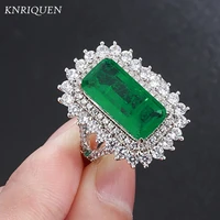 2021 trend 925 sterling silver created emerald high carbon diamonds wedding cocktail ring for women anniversary jewelry gifts
