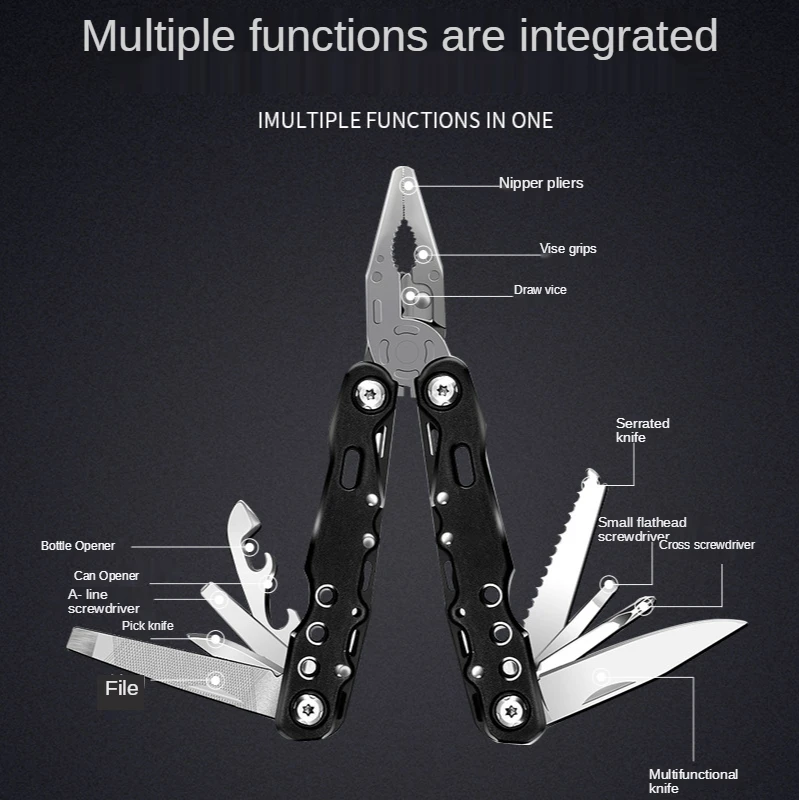 

Multifunctional Tool Clamp Stainless Steel Camping Portable Combination Outdoor Multifunctional Folding Pliers