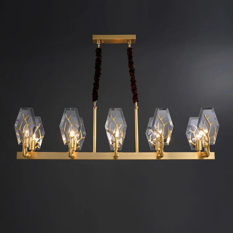 FKL Современная хрустальная люстра роскошный прямоугольный медный Золотой