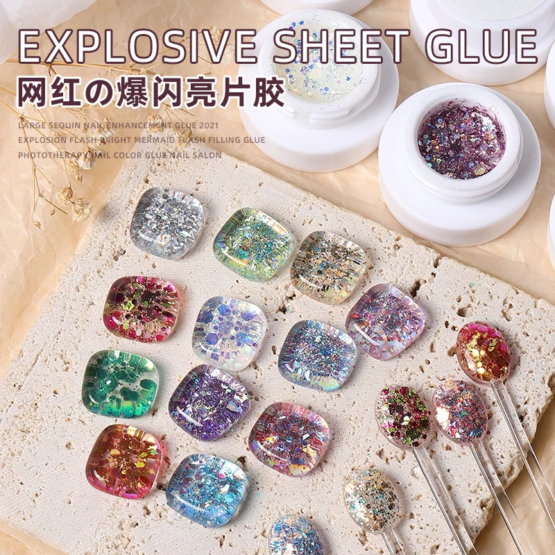 

5ML Nude Glitter Gel Nail Polish Sequins Long Lasting Colorful Soak Off Nail Art UV Gel Semi Permanent Hybrid Varnish