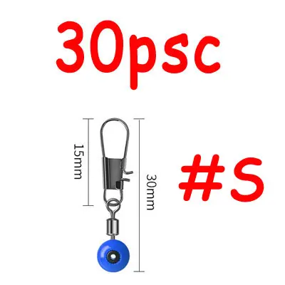 size s 30pcs 30 шт. Большие морские рыболовные снасти в виде бобов поплавковые сиденья Вертлюги из нержавеющей стали Поворотные защелкивающиеся зажимы рыболовные аксессуары случайный цвет s m l - Цвет: size s 30pcs