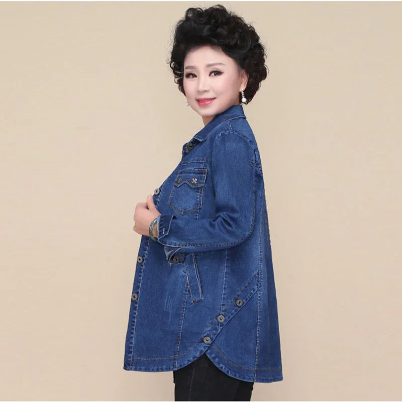 Куртка женская джинсовая средней и длины модная повседневная одежда из денима