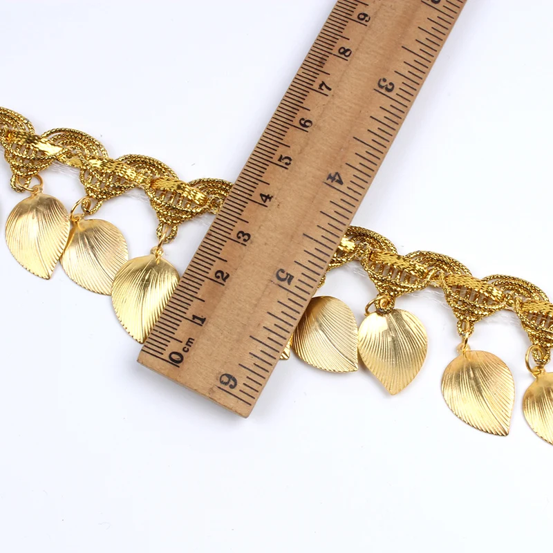 Кружевная лента с бахромой листьями и блестками 45 мм 1 ярд для свадьбы вечеринки