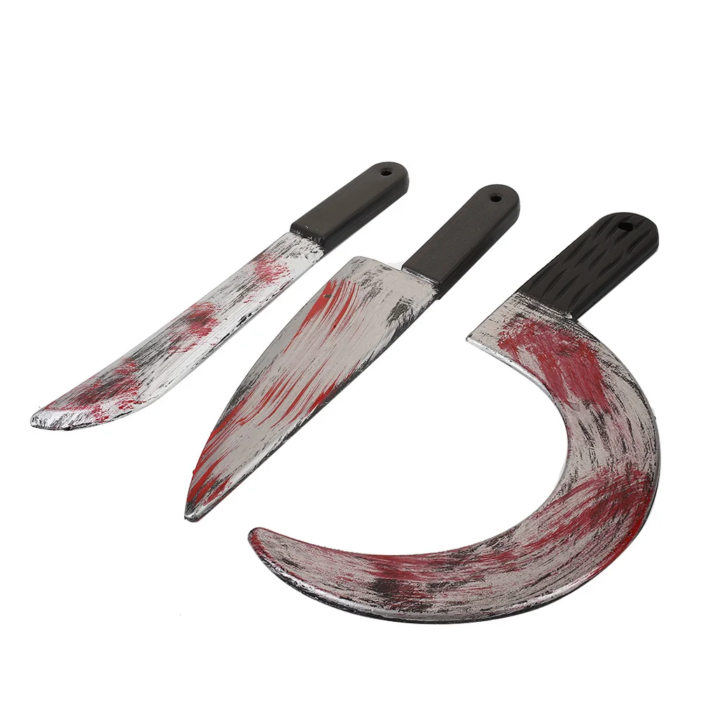 Plastic Bloody Halloween Prop Weapons Fancy Knife Cleaver Sickle Dress | Дом и сад