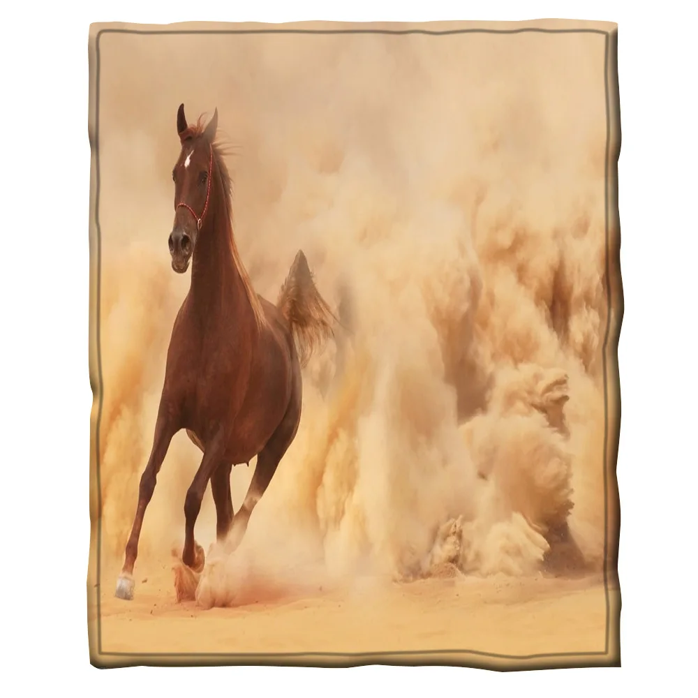 Фланелевое Одеяло ONGLYP с принтом лошадей супермягкое плюшевое покрывало для