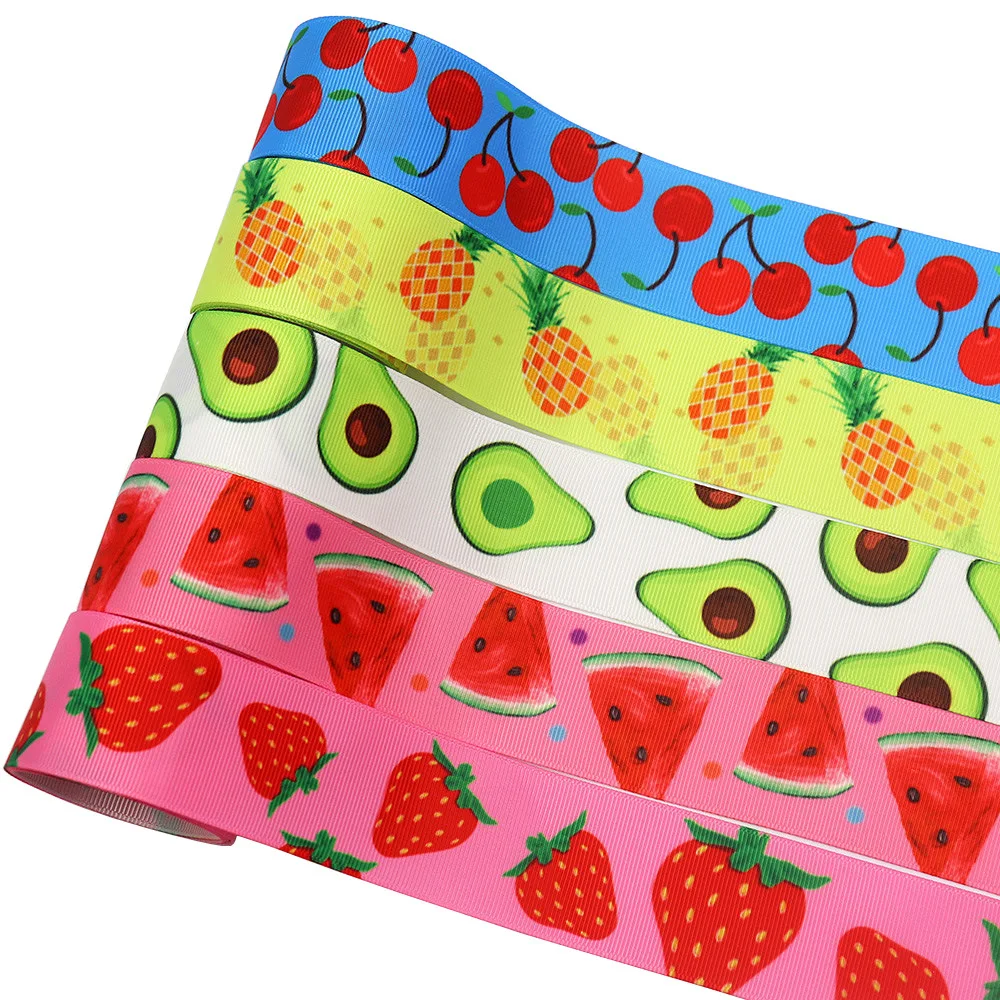 

10 Yards/Roll 38mm Fruit Series Thermal Transfer Printed Grosgrain Ribbons for Gift Packaging Home Party Decoration DIY Crafts