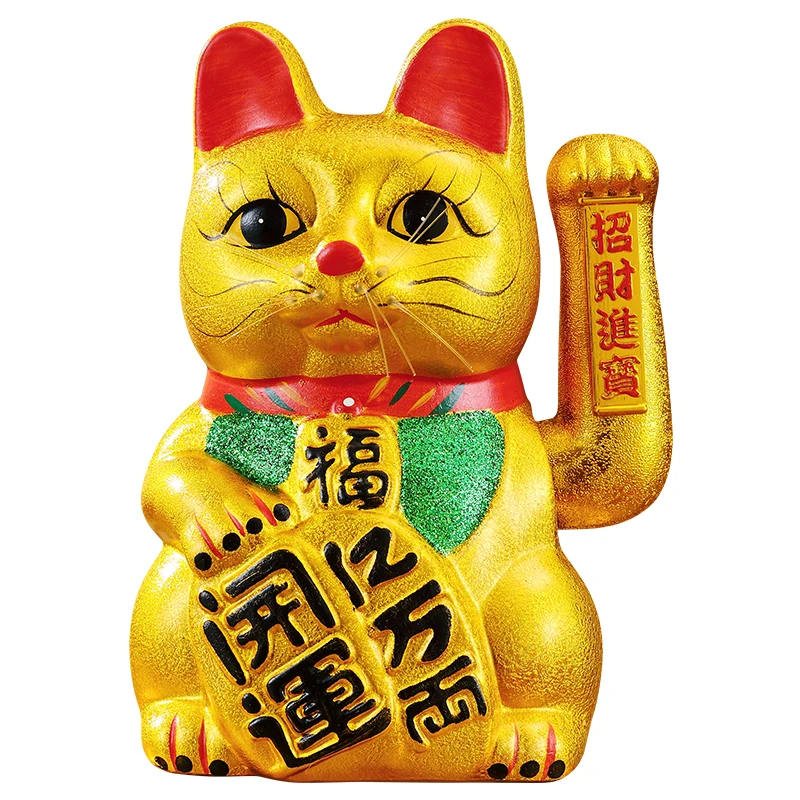 Милый 7 дюймов золото керамика Lucky Cat фигурки Фен Шуй богатство украшения электрический махать трясущимися руками украшения дома аксессуары