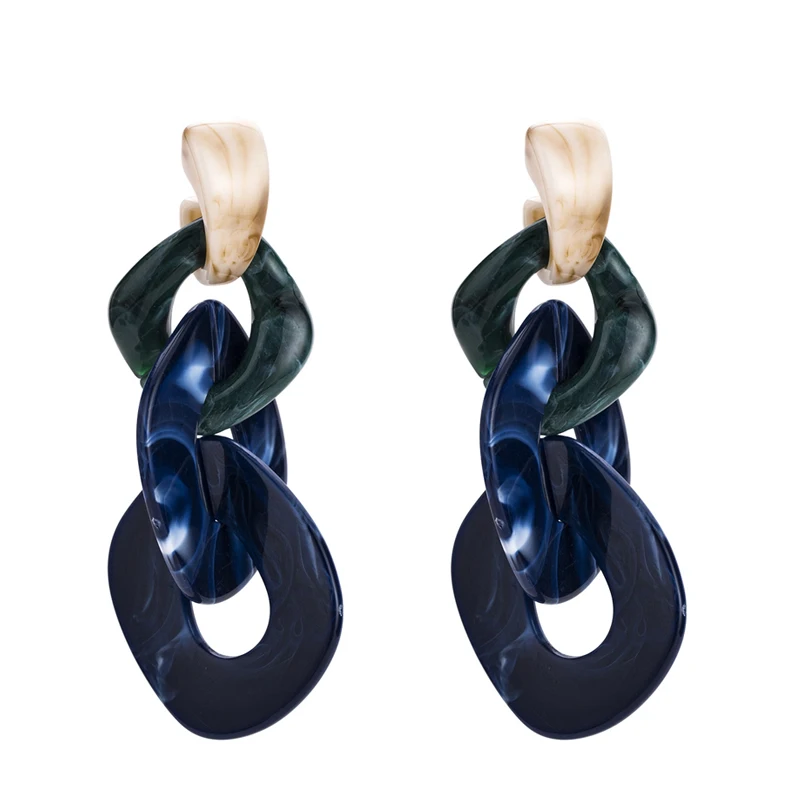 Большие винтажные женские акриловые серьги M &amp G с тремя кругами и зеленой