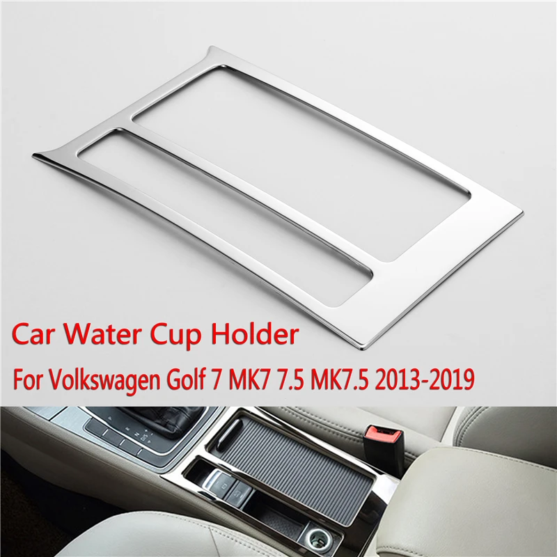 Stainless Steel Car Water Cup Holder Panel Frame Trim Auto Decor LHD Accessories for Volkswagen Golf 7 MK7 7.5 MK7.5 2013-2019