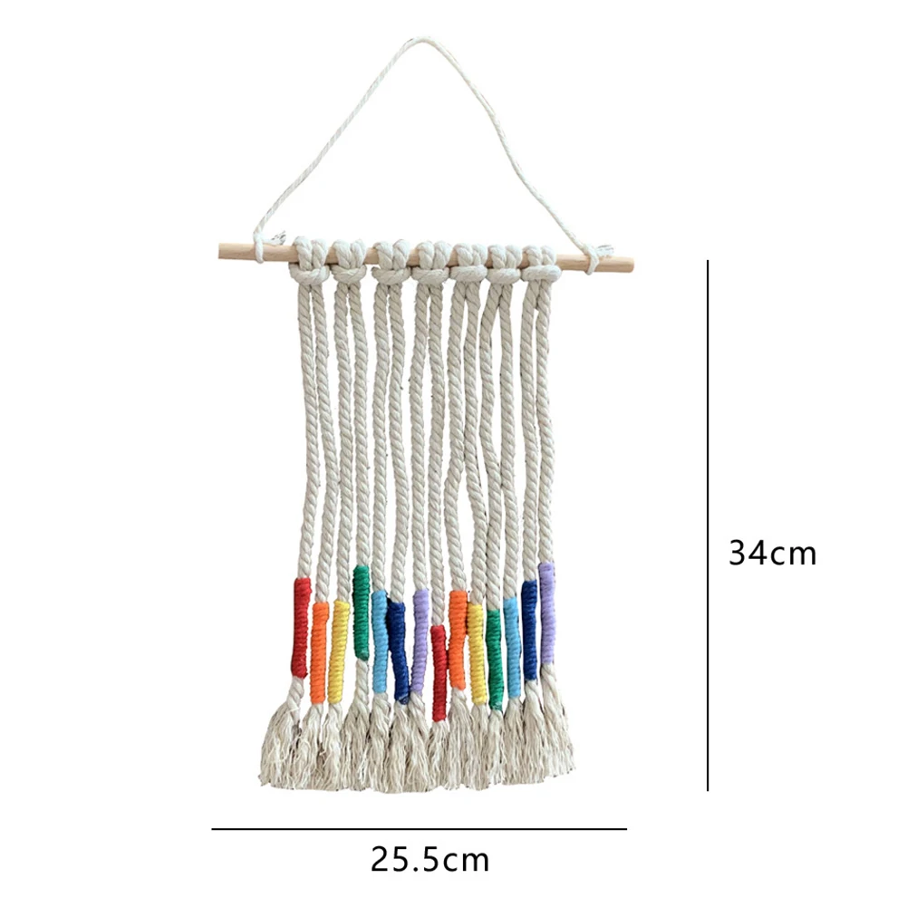 

1Pc Wall Tapestry Hanging Cotton Rope Colorful Hair Clips Organizer Dorm Bedroom Wall Hanging Ornament Decoration