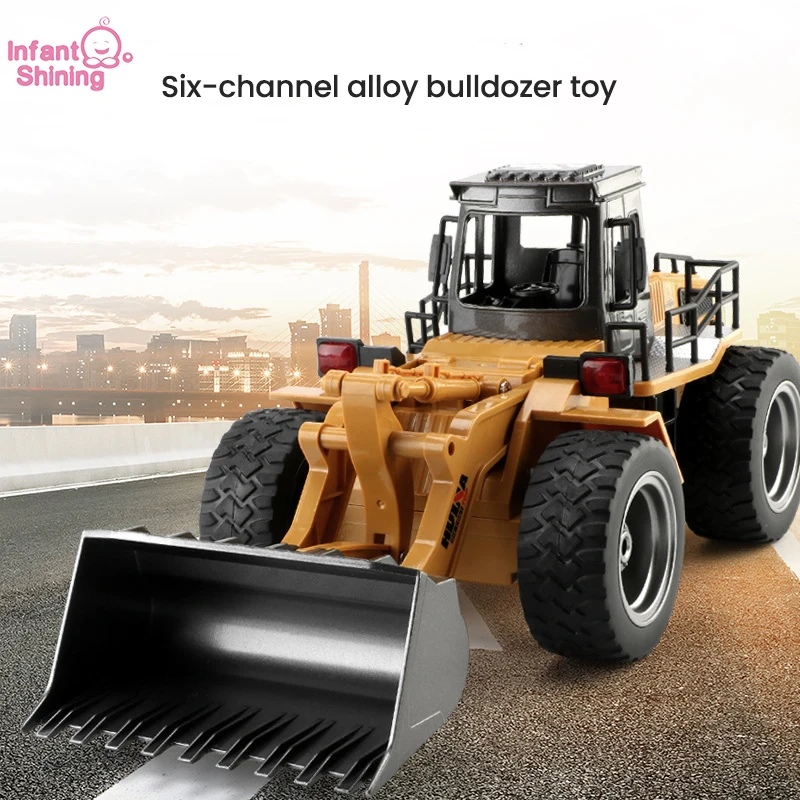 

Infant Shining Electric Engineering Vehicle 6-Channel Remote Control Alloy Bulldozer Boy Forklift Simulation Car Model Children'