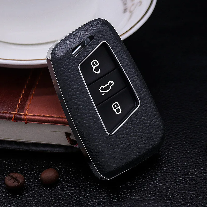 

Leather Car Key Remote Cover Case For Volkswagen VW Tiguan MK2 Magotan Passat B8 CC 2017 2018 For Skoda Superb A7