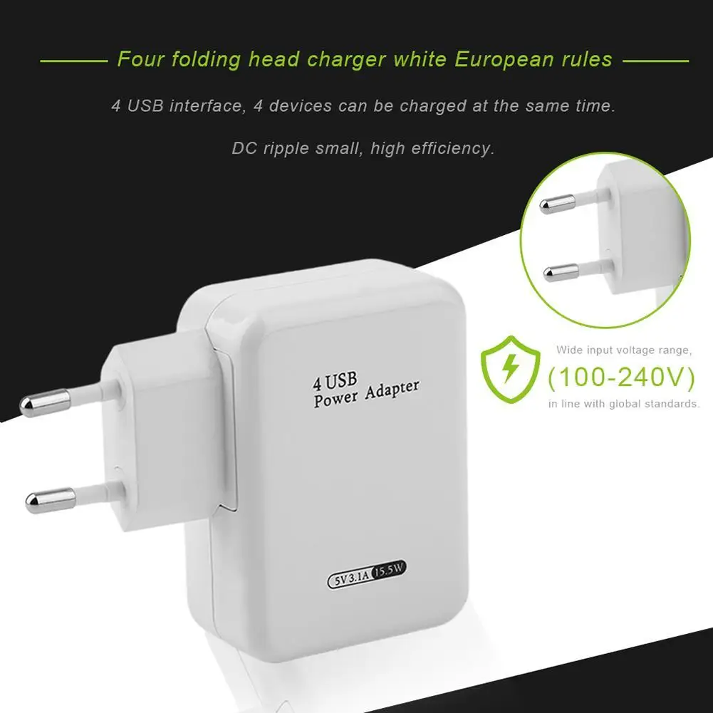 Универсальная вилка европейского стандарта 4 порта безопасный Micro USB адаптер