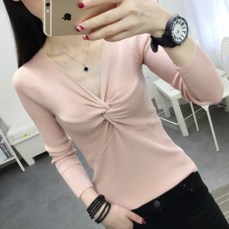 Легкий осенне-зимний свитер с люрексом Женский пуловер длинными рукавами