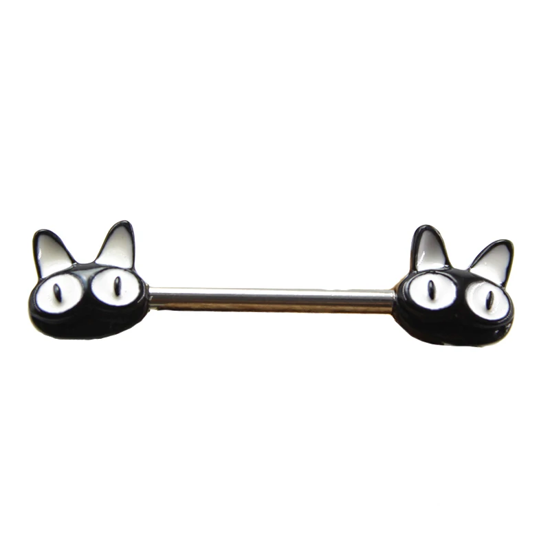 1 шт. милый черный Кот пирсинг сосков мультфильм животных ниппель из нержавеющей