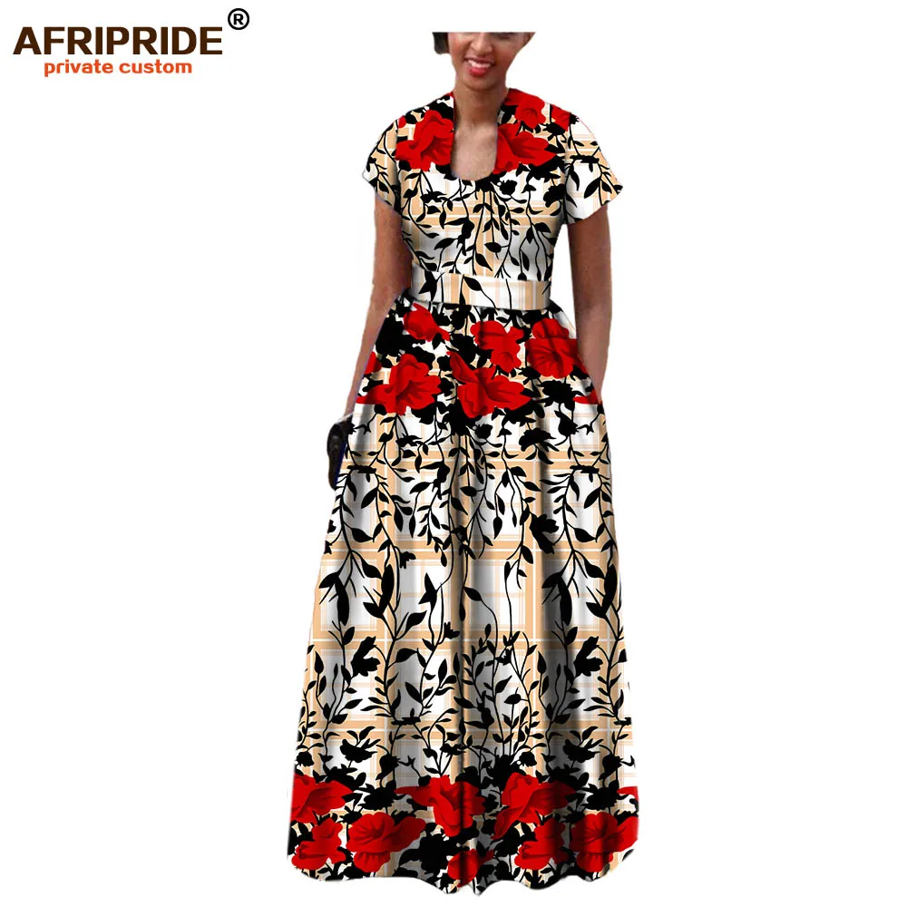 AFRIPRIDE/платье в африканском стиле для женщин; коллекция года; сезон осень; Короткие рукава с поясом; Длина до пола; вечерние платья в богемном стиле; A7225117 - Цвет: 327X