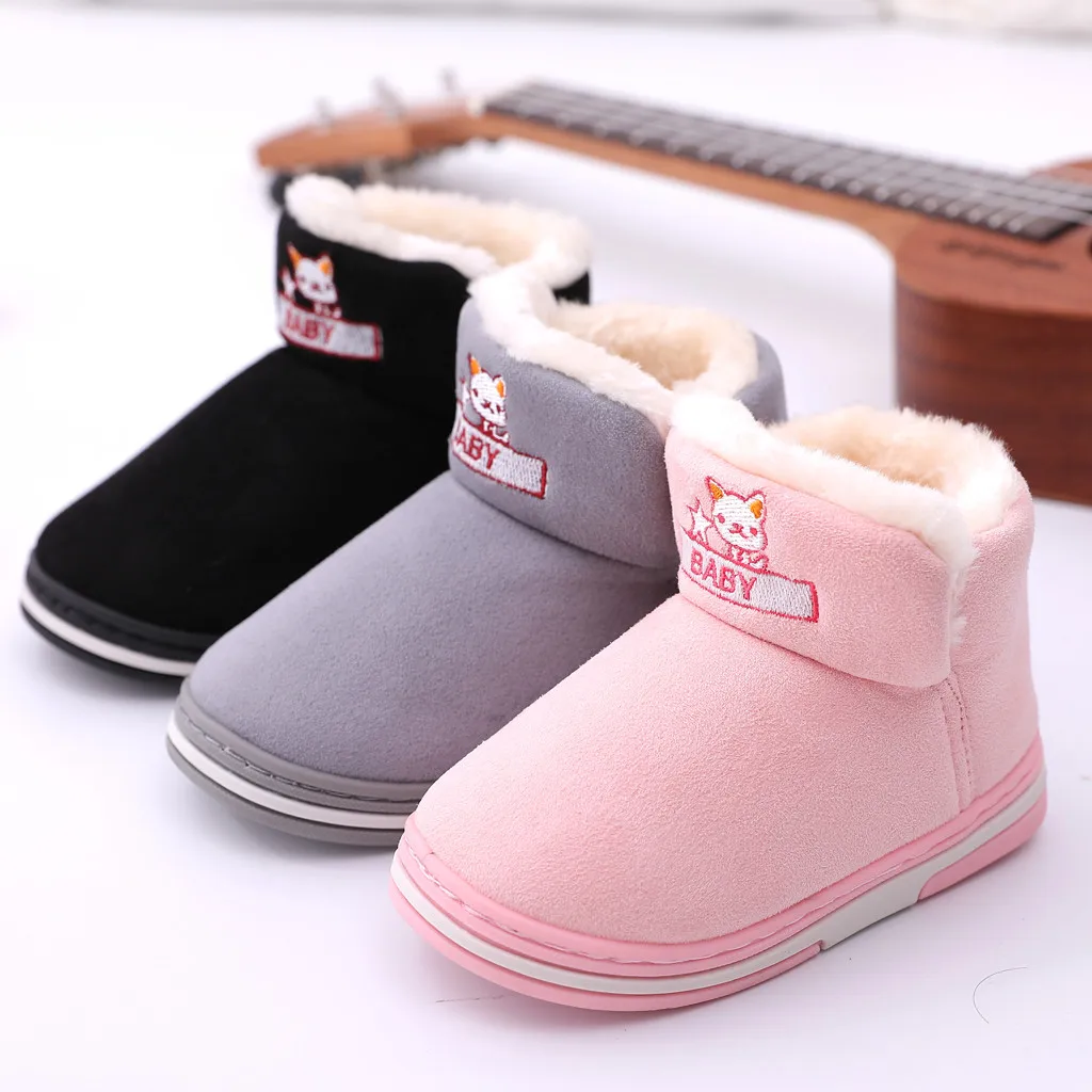 Ботинки для малышей зимние короткие ботильоны водонепроницаемая обувь теплая