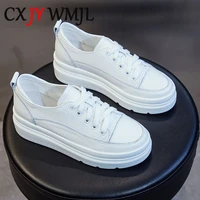genuine leather white casual shoes women platform sneaker black vulcanized shoe summer comfortable flats woman internal increase