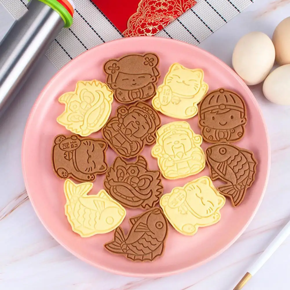 

Cookie Stamper PP Cookie Cutter No Odor Easy Clean Useful 3D Chinese Element Fortune Embossing DIY Biscuit Mold