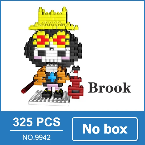 Brook no box One Piece Ван Пис фигурки из аниме Луффи Эйс Нами Зоро Чоппер Санджи Робин фигурки аниме игрушка мини конструктор подарок для детей парень - Цвет: Brook no box
