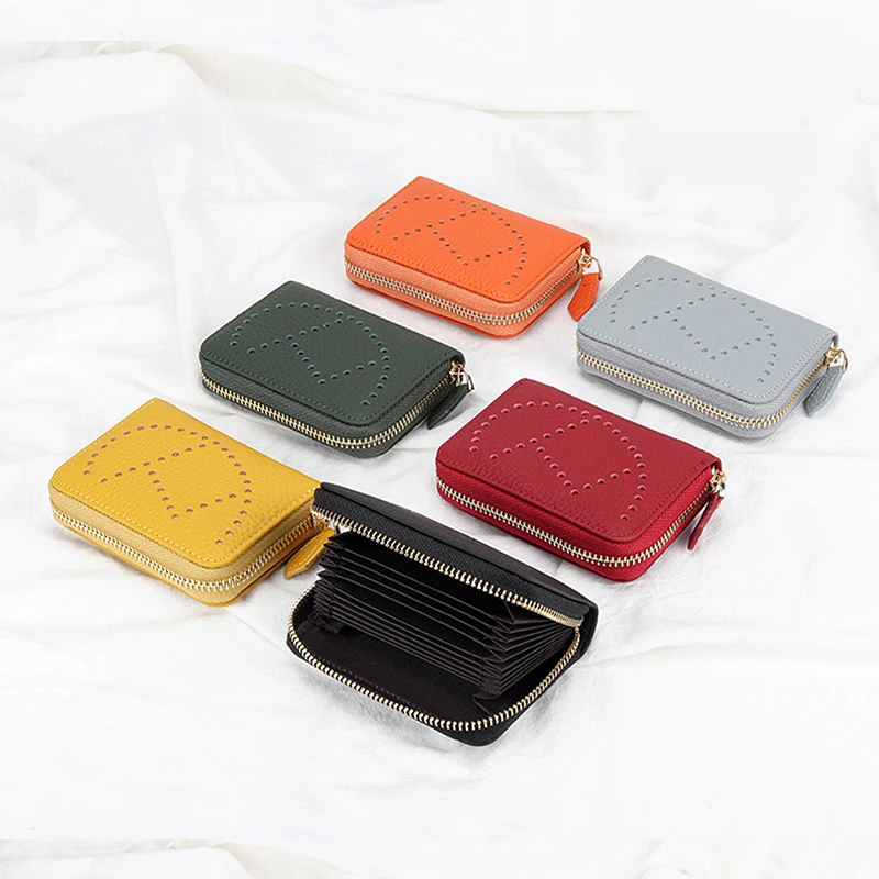 women wallet small hollow h woman short cow leather id credit card holder name cards case pocket organizer money phone coin bag free global shipping
