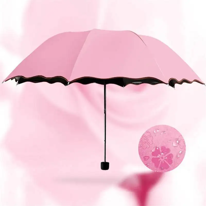 pink 6 цветов, анти-УФ, водонепроницаемый, портативный, для путешествий, Цветочный зонтик, модный, складной зонтик, для дождя, для женщин, подарок, для мужчин, мини карманный зонтик - Цвет: pink