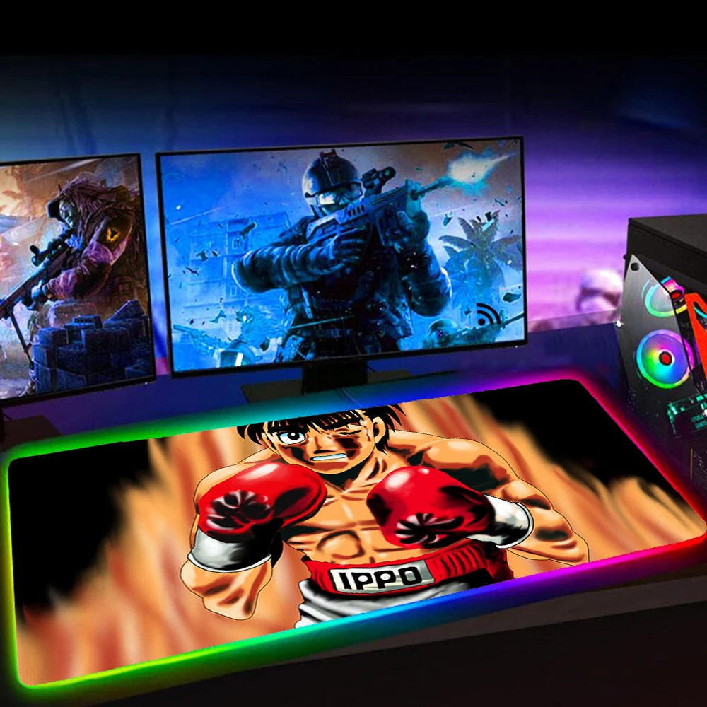 

Mouse Pad RGB Large Hajime No Ippo Mause Pad XXL Keyboard Mat Gaming Mousepad Gamer Desk Mat LED Mausepad Anime Tapis De Souris