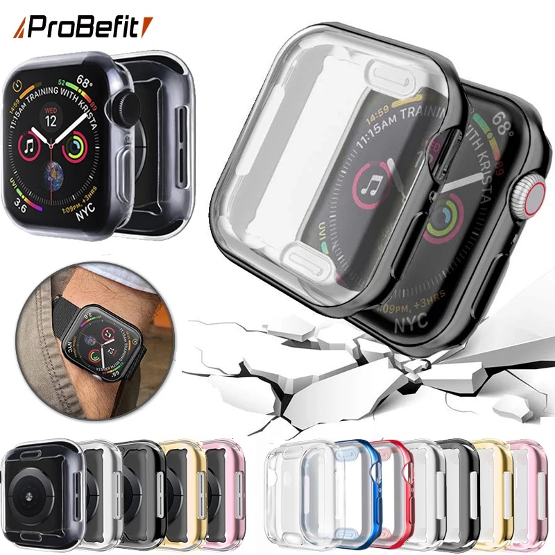 ProBefit 360 Тонкий чехол для часов Apple Watch чехол 5 4 3 2 1 42 мм 38 мм мягкий прозрачный ТПУ протектор экрана для iWatch 4 3 44 мм 40 мм