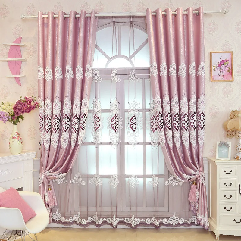 

European Style Curtains for Living Dining Room Bedroom High-end Jacquard Embroidery Curtain Tulle Finished Product Customization