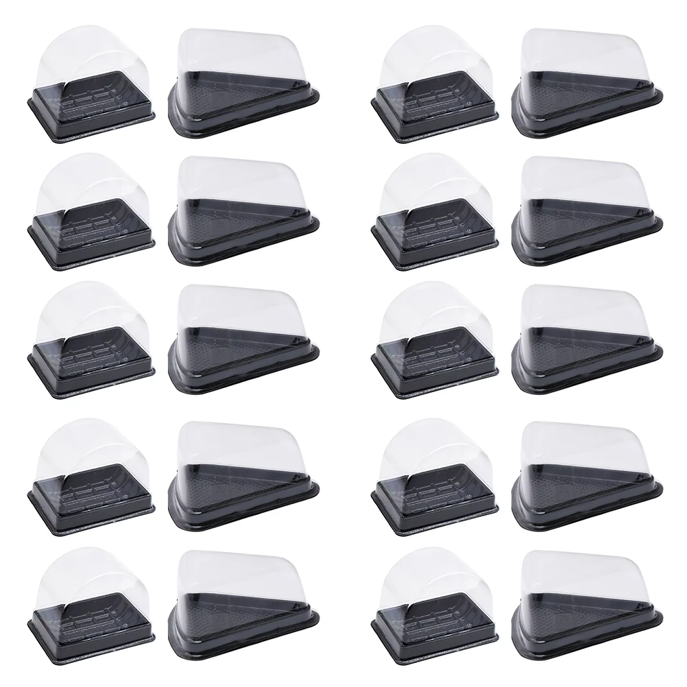

100Pcs PET Cake Boxes Dessert Wrapping Boxes Candy Packaging Containers (Black)