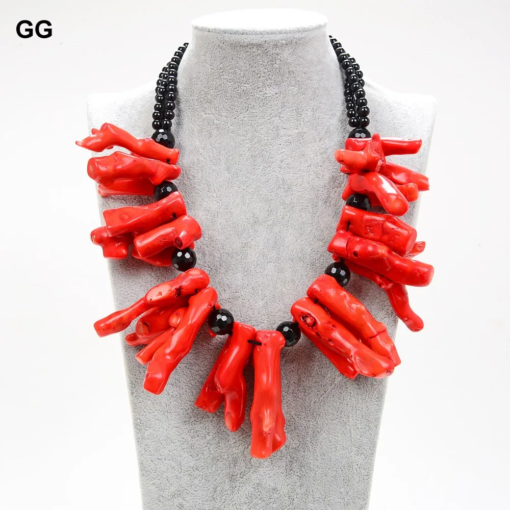 GG ювелирное изделие Массивное колье из оранжевого кораллового оникса 38-45 мм 20