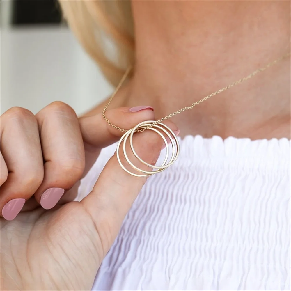 

30mm Annulus Circle Necklace For Men Stainless steel 3 Circles Minimalist Chokers Everyday Delicate Chain Necklaces Jewelry Gift