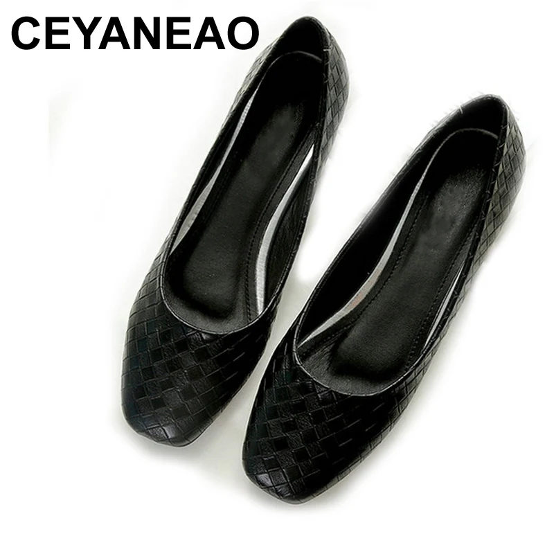 CEYANEAO женский Клетчатый Кожаный квадратные носки обувь на плоской подошве