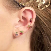 4 pairset women fashion crystal fruit stud earrings for women sweet colorful stud earrings set jewelry gifts