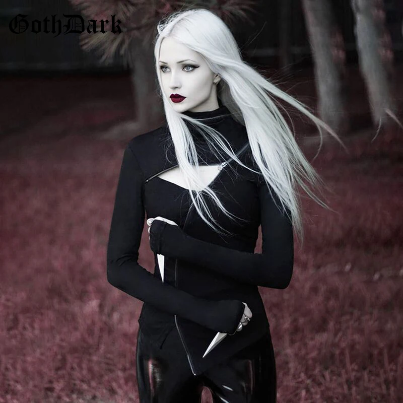 Goth Dark Лоскутная гранж Готическая Женская Футболка Harajuku винтажная Эстетическая
