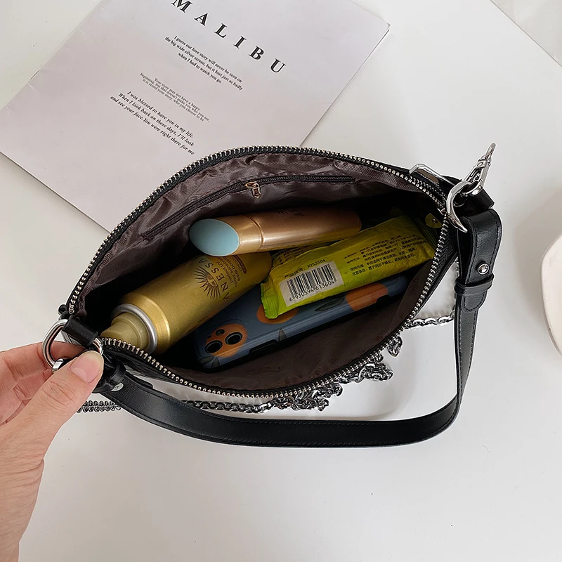 

Chain PU Leather Crossbody Bag for Women 2021 Lady Designer Handbag and Purses Solid Color Shoulder Bag Cross Body Bags