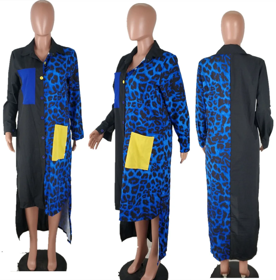 

African Dresses For Women Long Sleeve Africa Clothes Print leopard vetement femme Dashiki Ladies Clothing Ankara Plus Size dress
