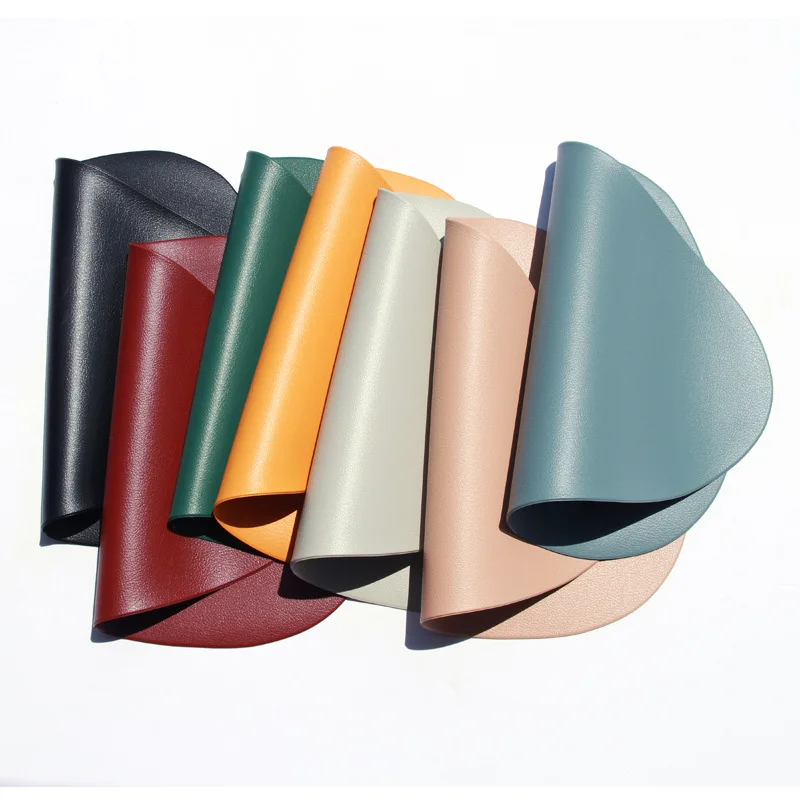 

1 2 4PCS Place Mat Tableware Pad Placemat Table Mat Heat Insulation Waterpoof PU Leather Placemats Bowl Coaster Kitchen Non-Slip