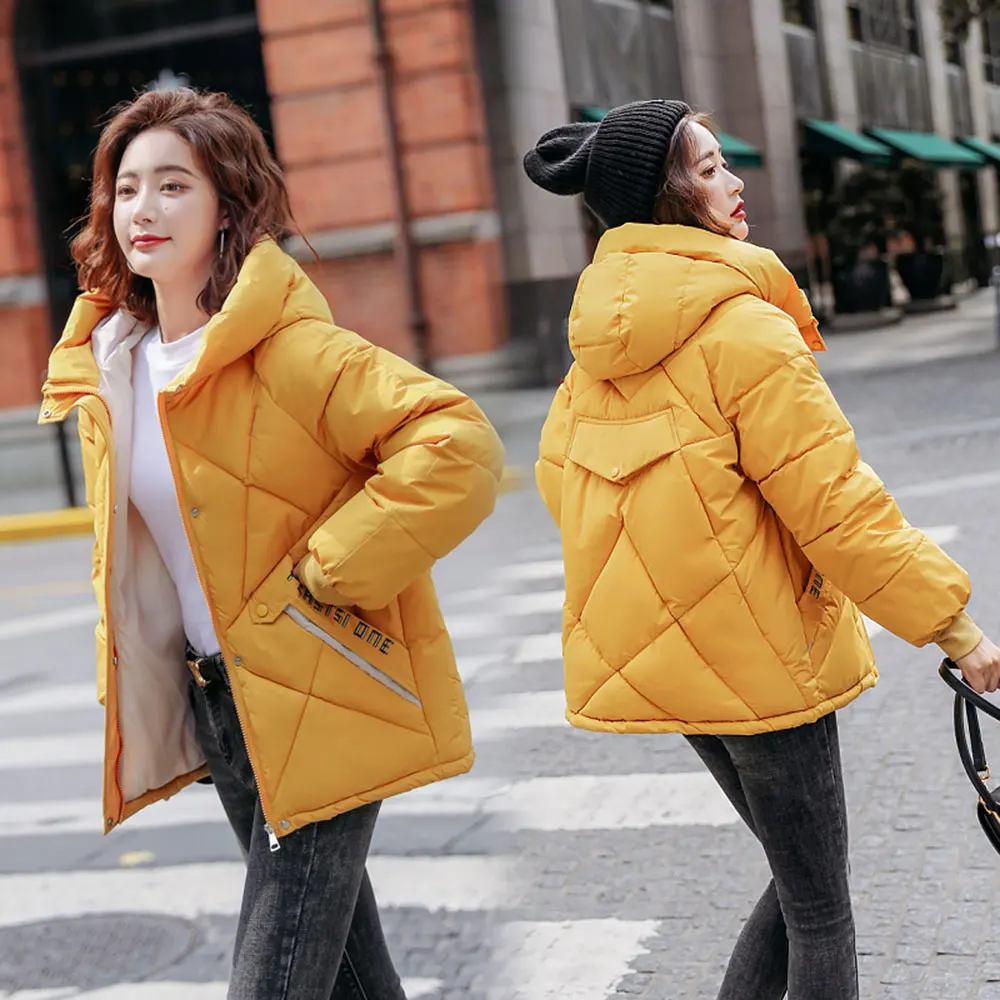 PinkyIsBlack 2020 New Winter Jacket Women Parkas Hooded Thick Down Cotton Padded Female Jacket Short Winter Coat Women Outwear