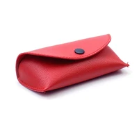 sunglasses small leather case soft lychee pattern pu glasses case fashion style snap button mirror case flip top glasses case