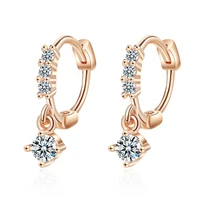 girls minimal simple hoop earrings dazzling crystal zircon small huggies with tiny pendants cute hoops charming earring gifts