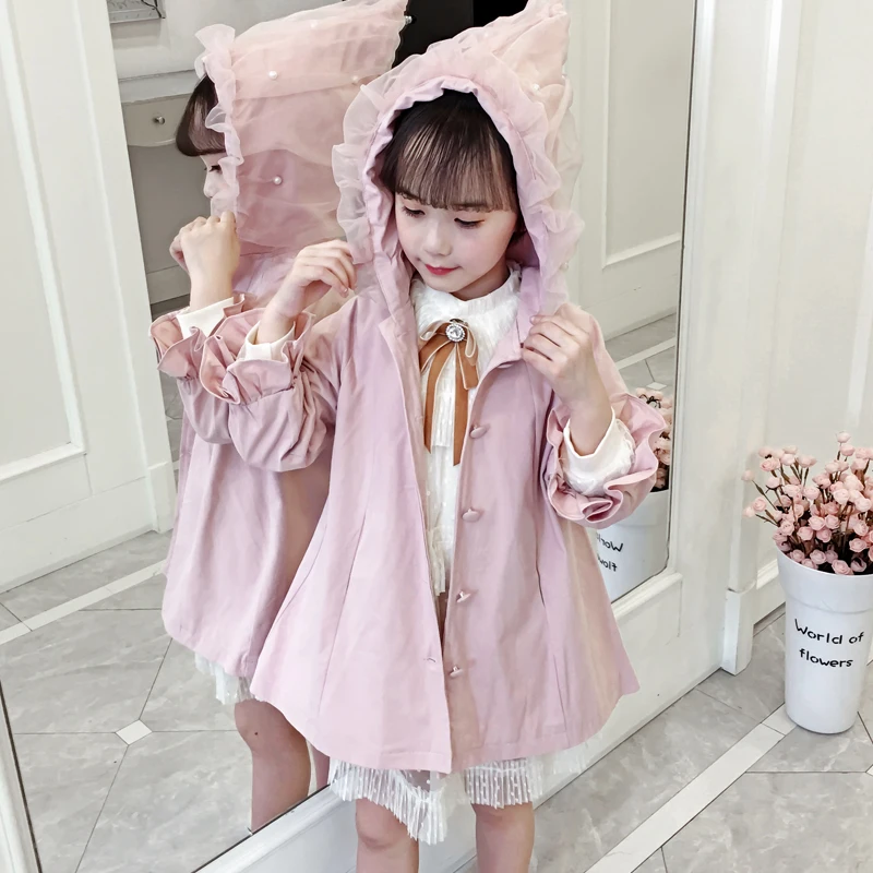 Симпатичная ветровка для девочек однотонная Детская куртка принцессы с